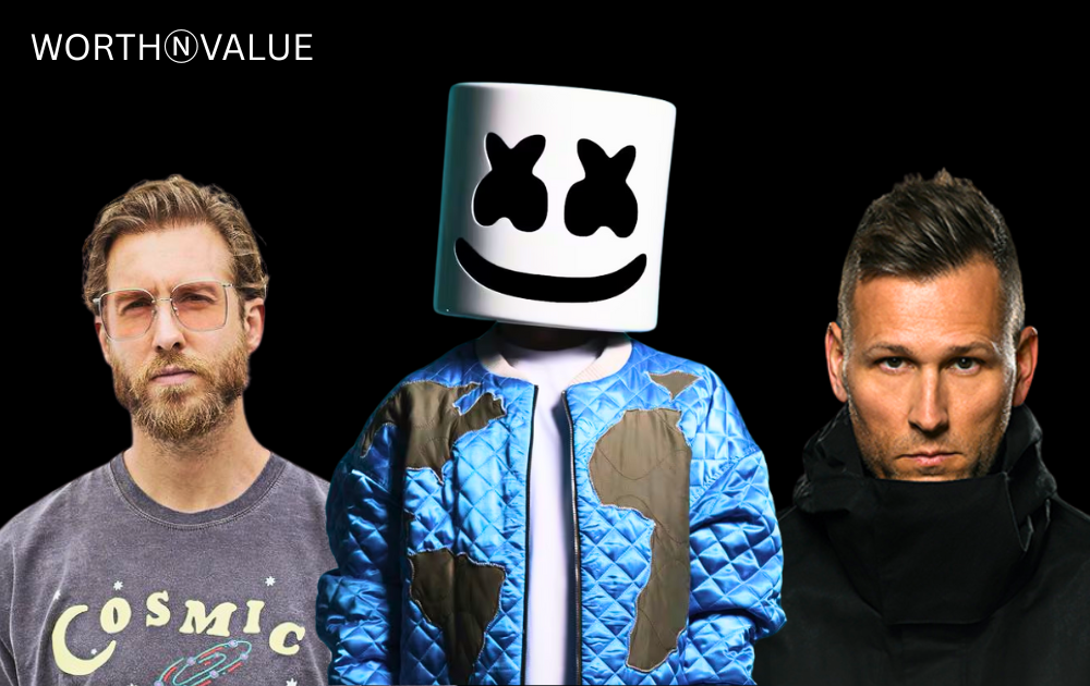 Three of the richest DJs in the world posing together, showcasing their success and wealth in 2025.